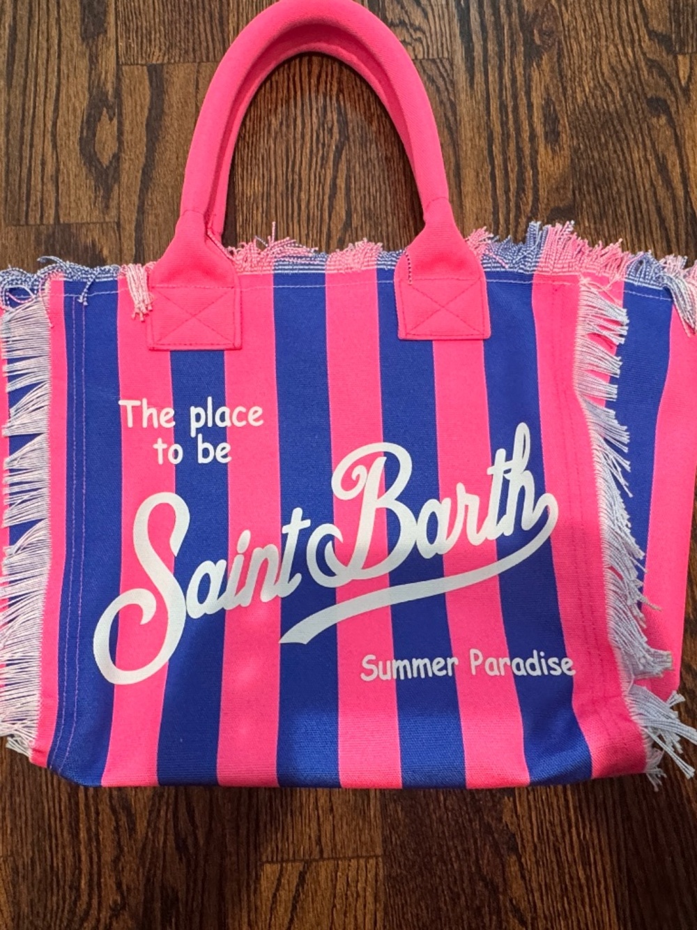MC2 Saint Barth Pink and Blue Striped Tote Bag